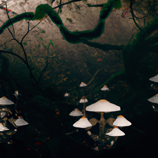  A mystical forest with colorful mushrooms